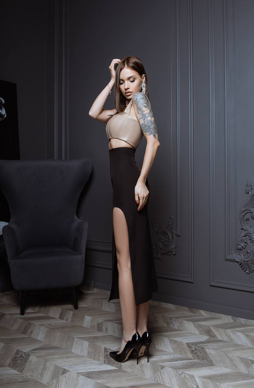 High Waist Side-Slit Pencil Skirt