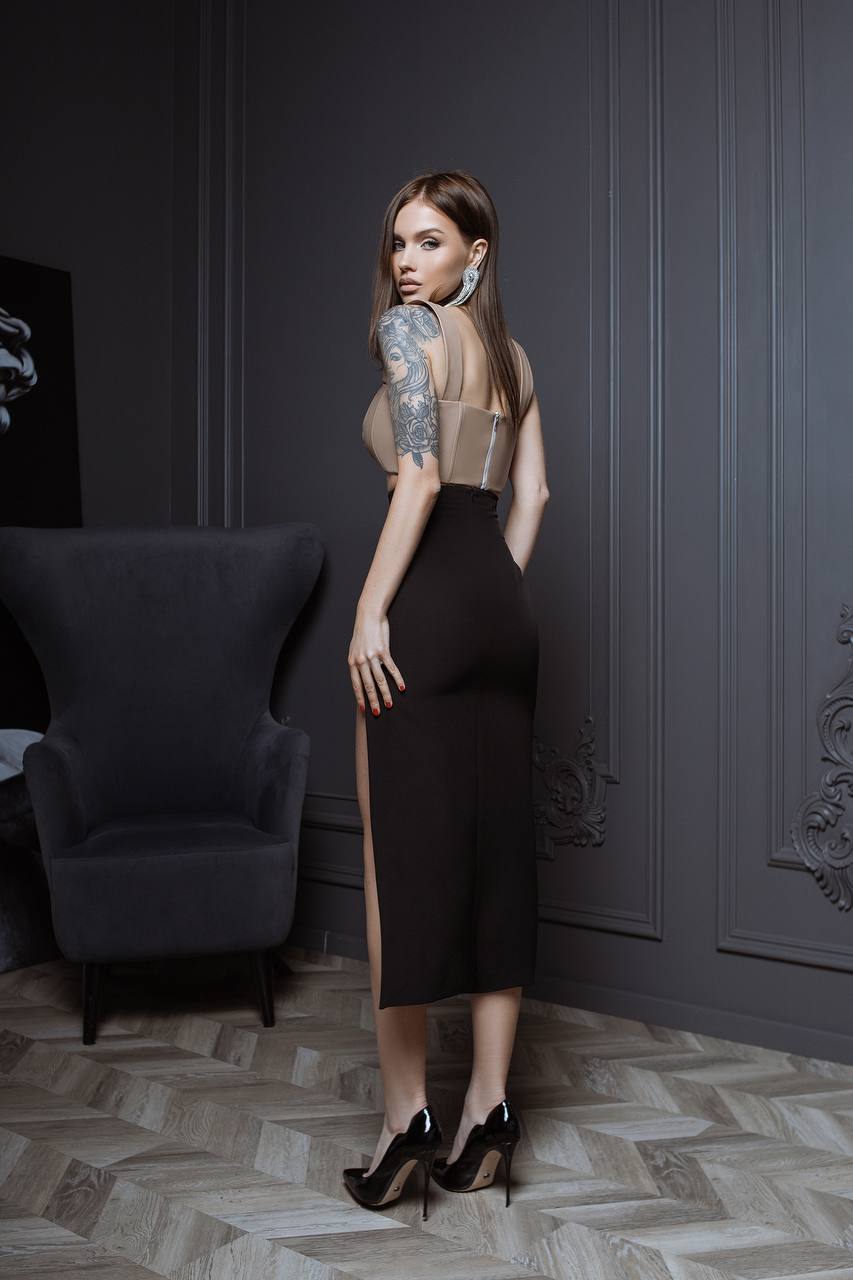 High Waist Side-Slit Pencil Skirt