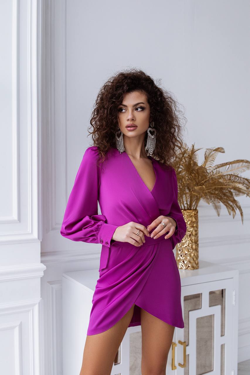 Wrap Long Sleeve Mini Dress