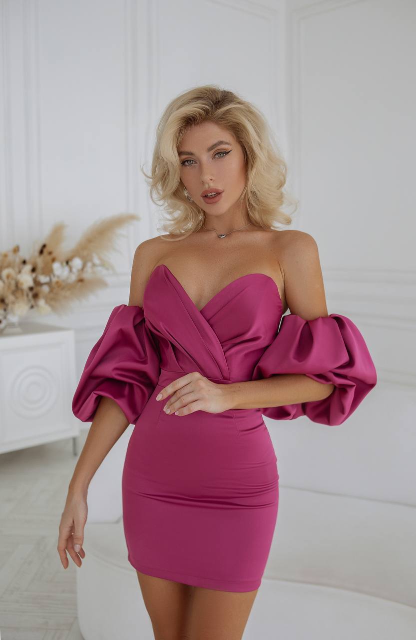 Puffed Sleeve Mini Prom Dress