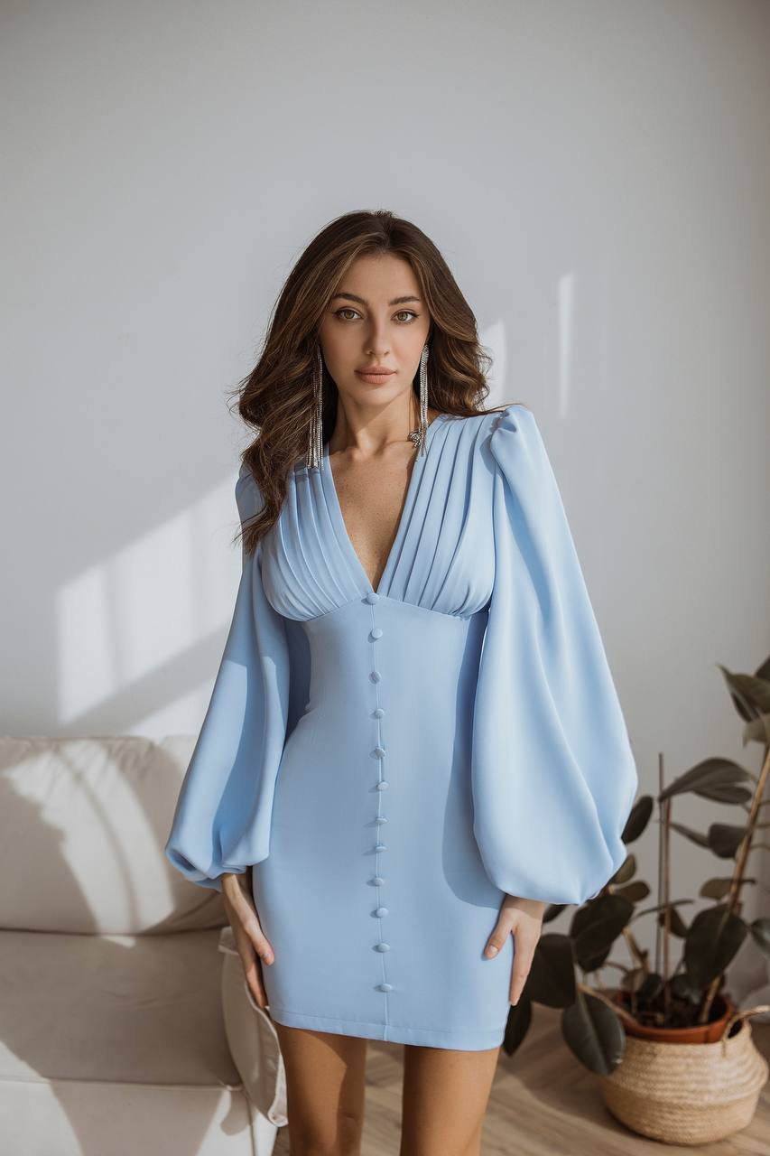Backless Puff Sleeve Mini Dress