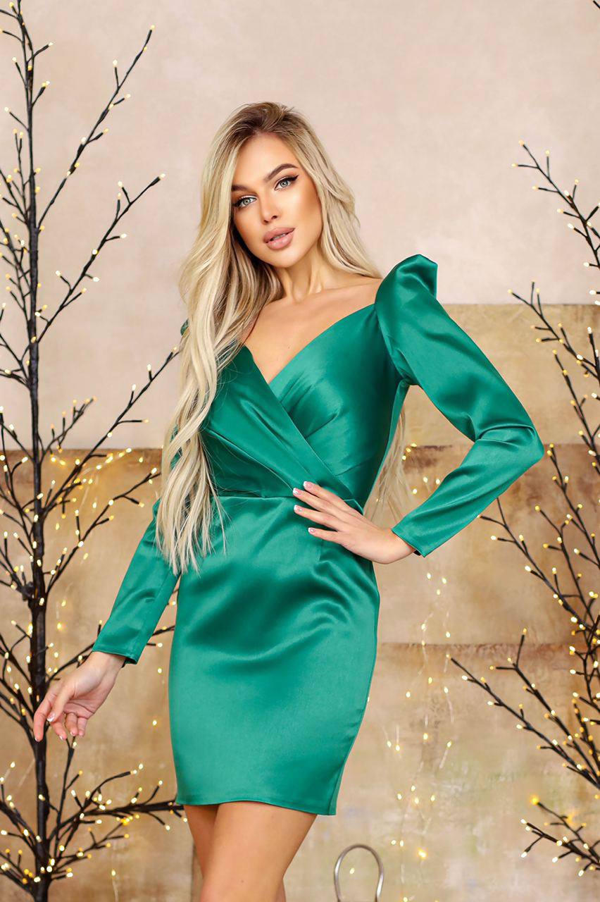 Satin Long Sleeve Mini Dress
