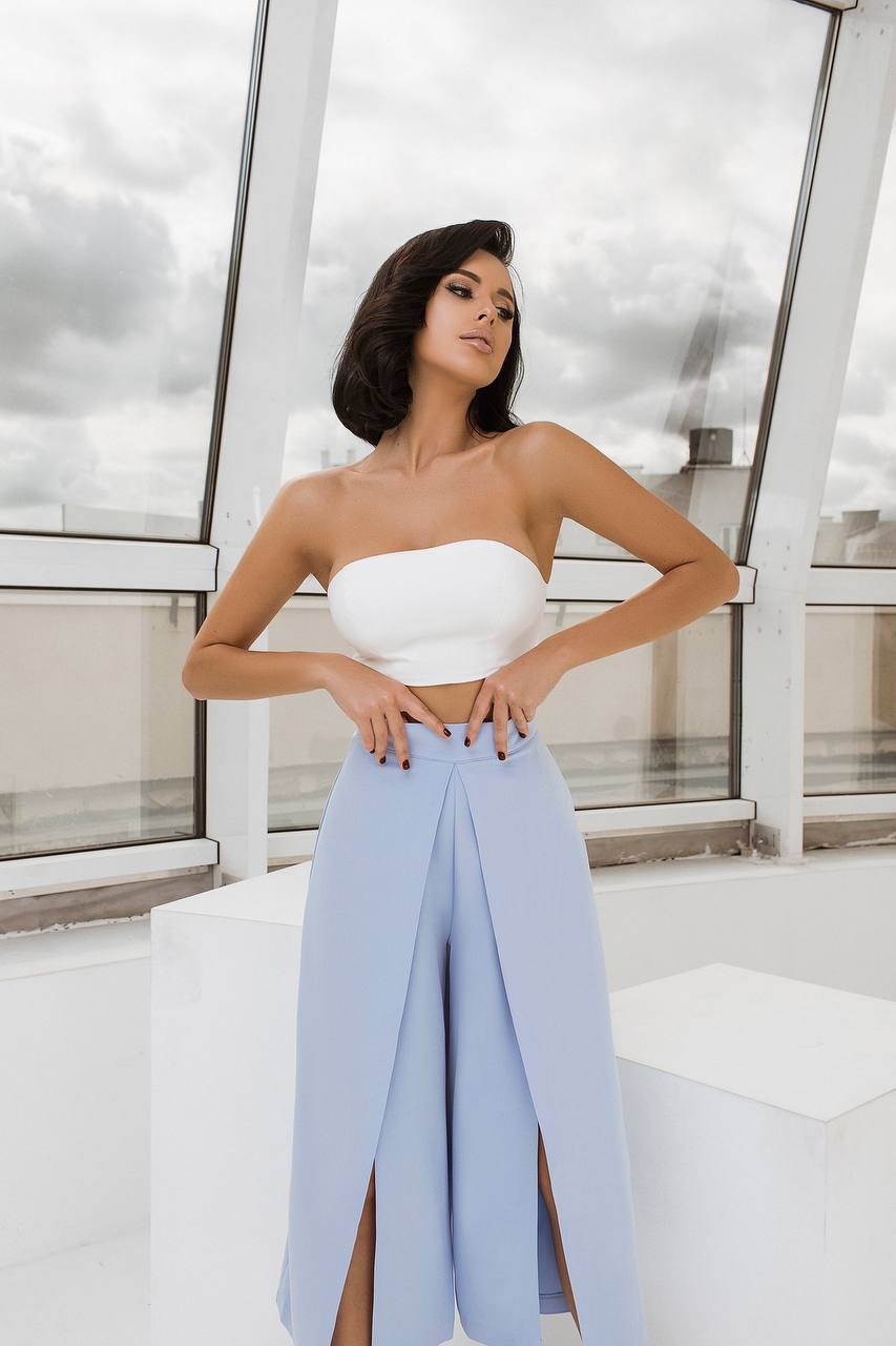 High Waist Slit Cuff Culottes