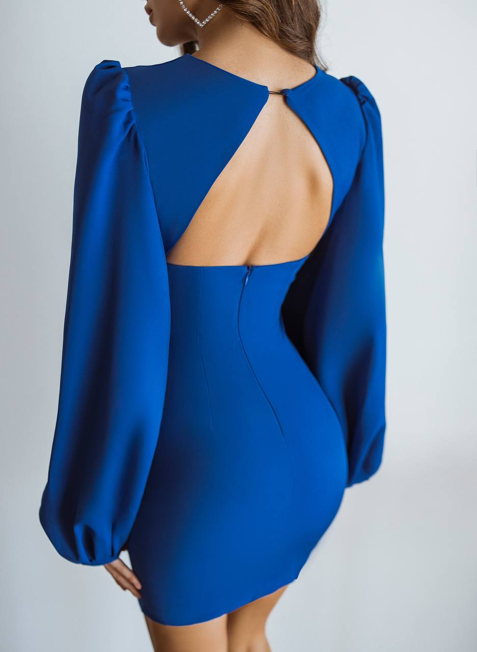 Backless Puff Sleeve Mini Dress