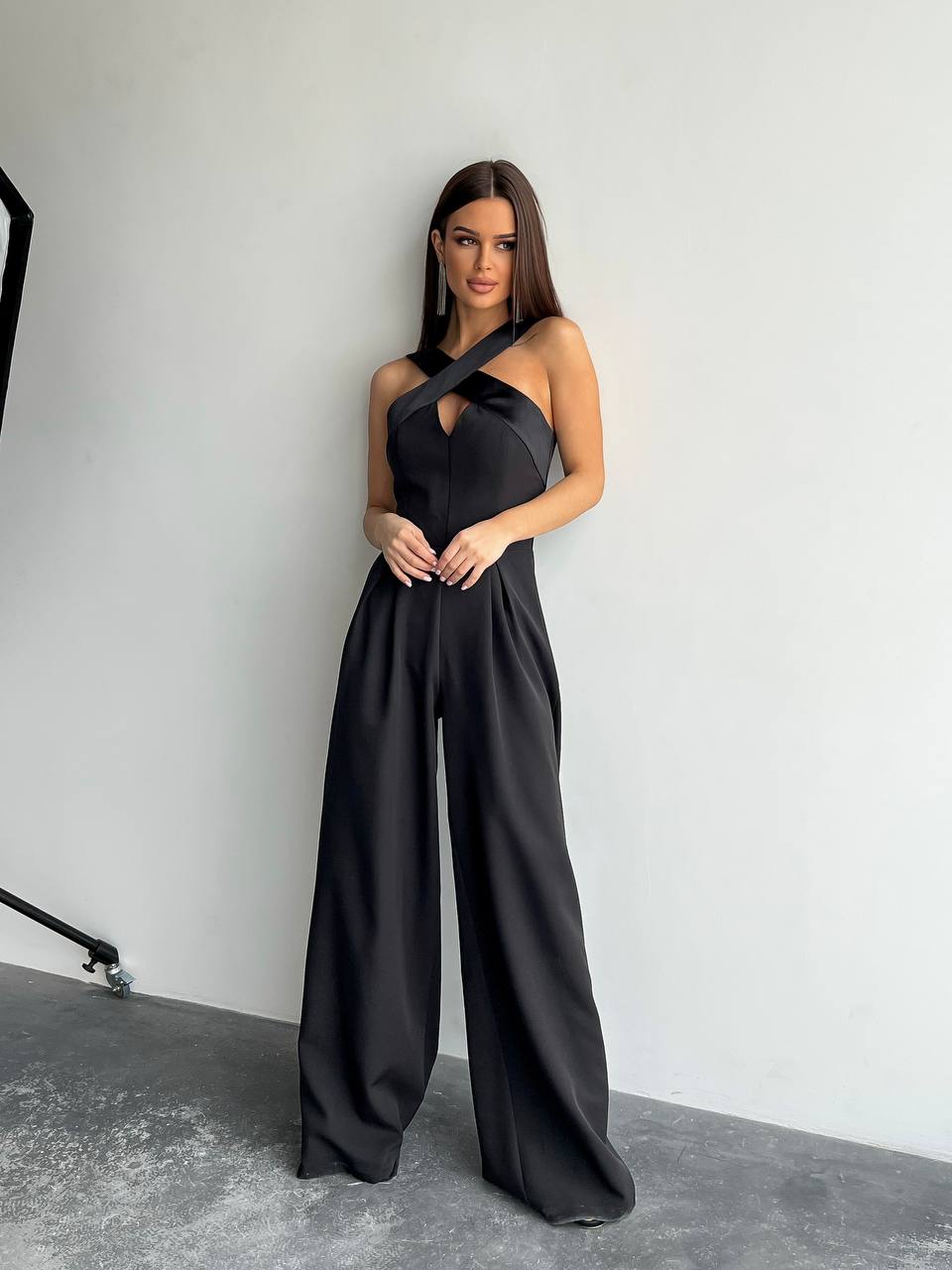 Cross-Neck Sleeveless Jumpsuit