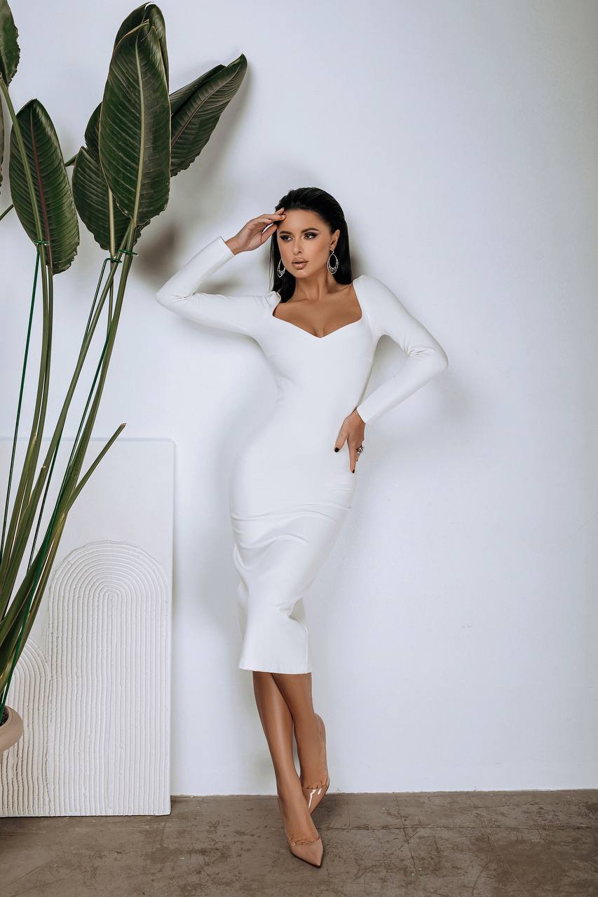Alexa Queen Anne Neckline Midi Dress