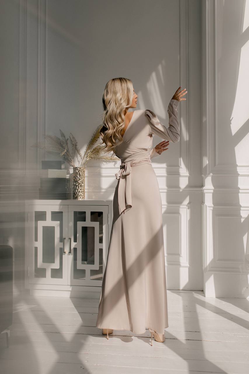 Puff Sleeve Belted Maxi Dress