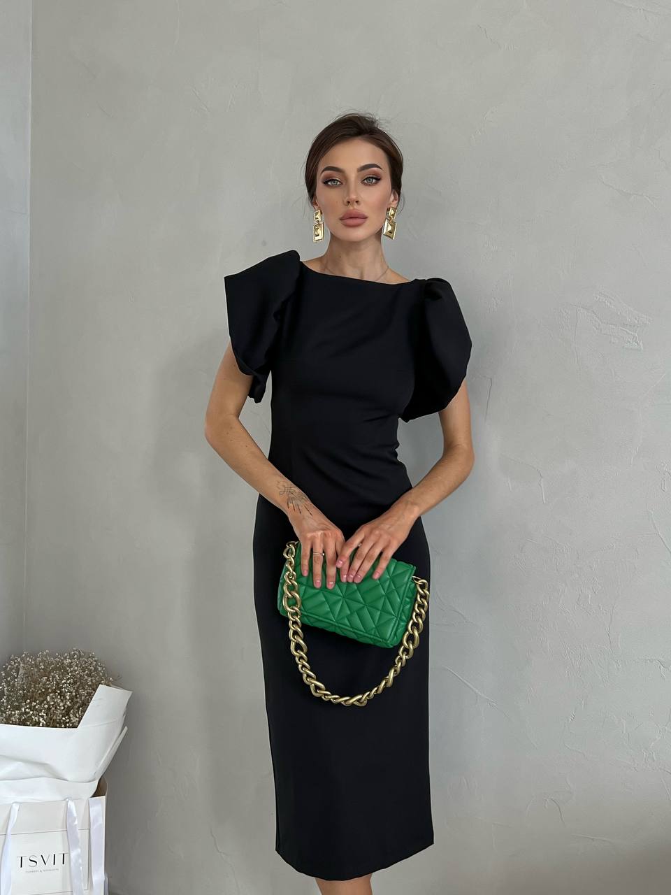 Alexa Puff Sleeve Midi Dress