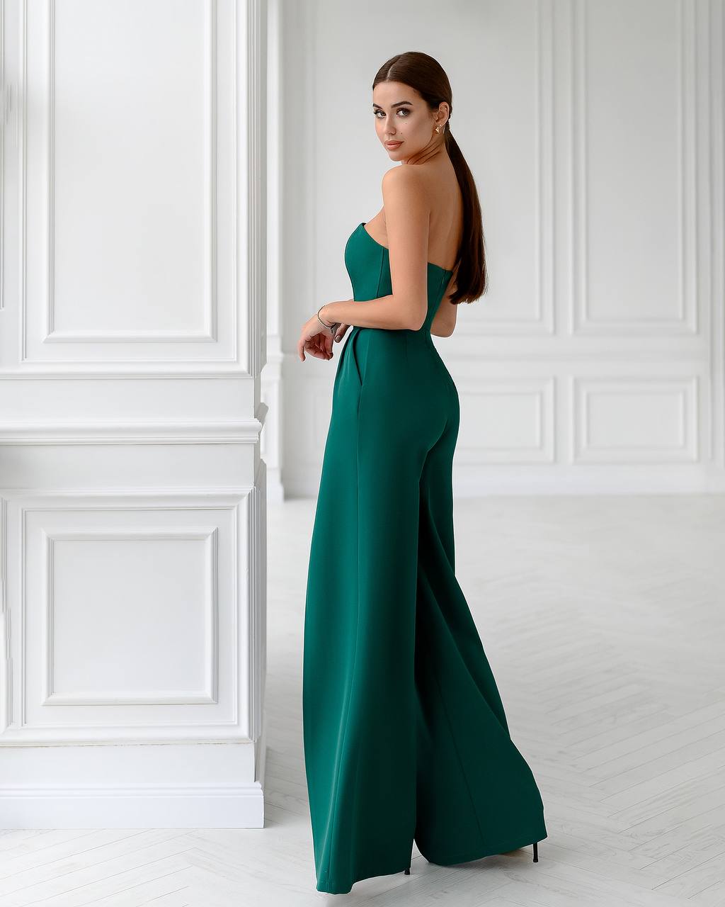 Strapless Corset V-Neck and Leg Slits Jumpsuit