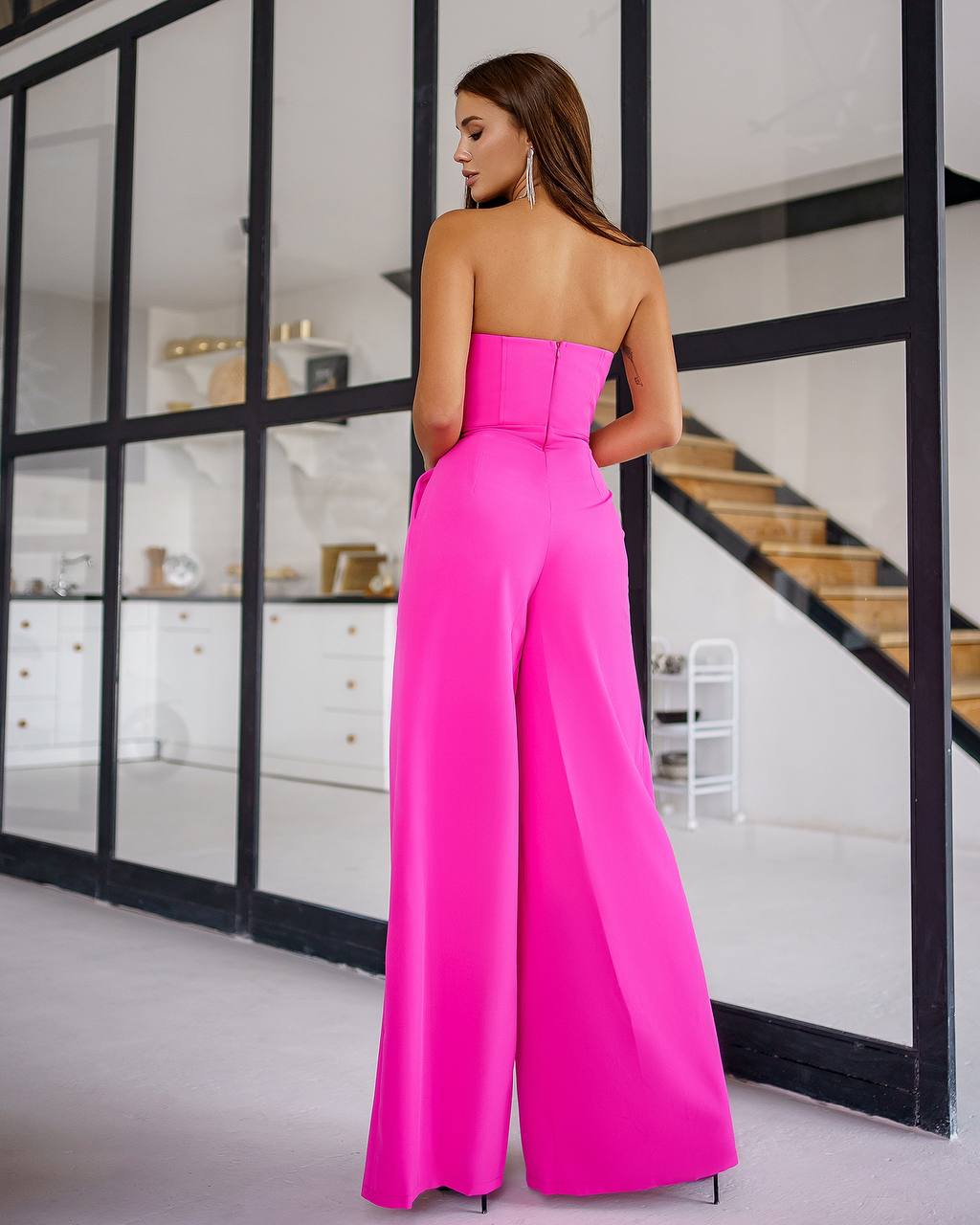 Strapless Corset V-Neck and Leg Slits Jumpsuit