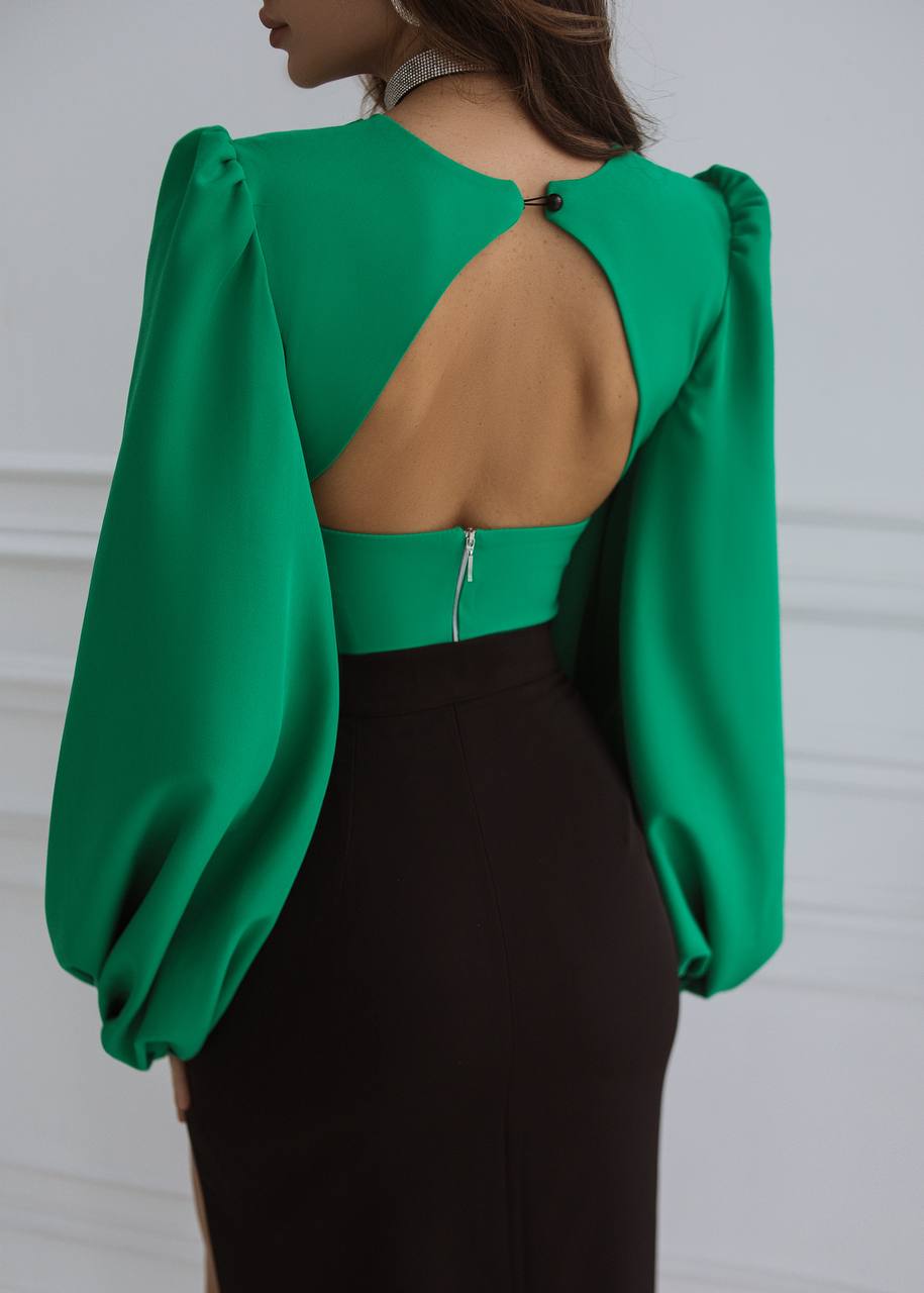Puff Sleeve V-neck Blouse