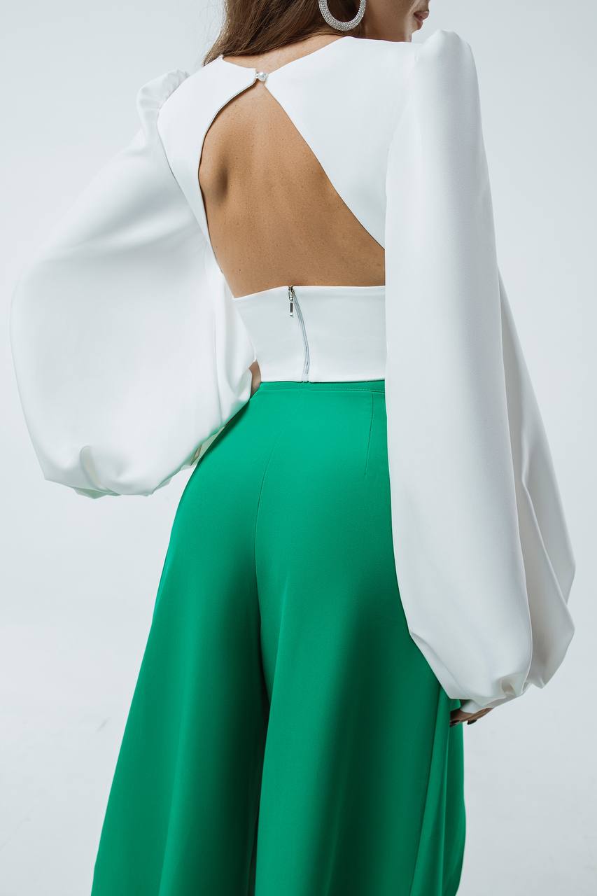 Puff Sleeve V-neck Blouse