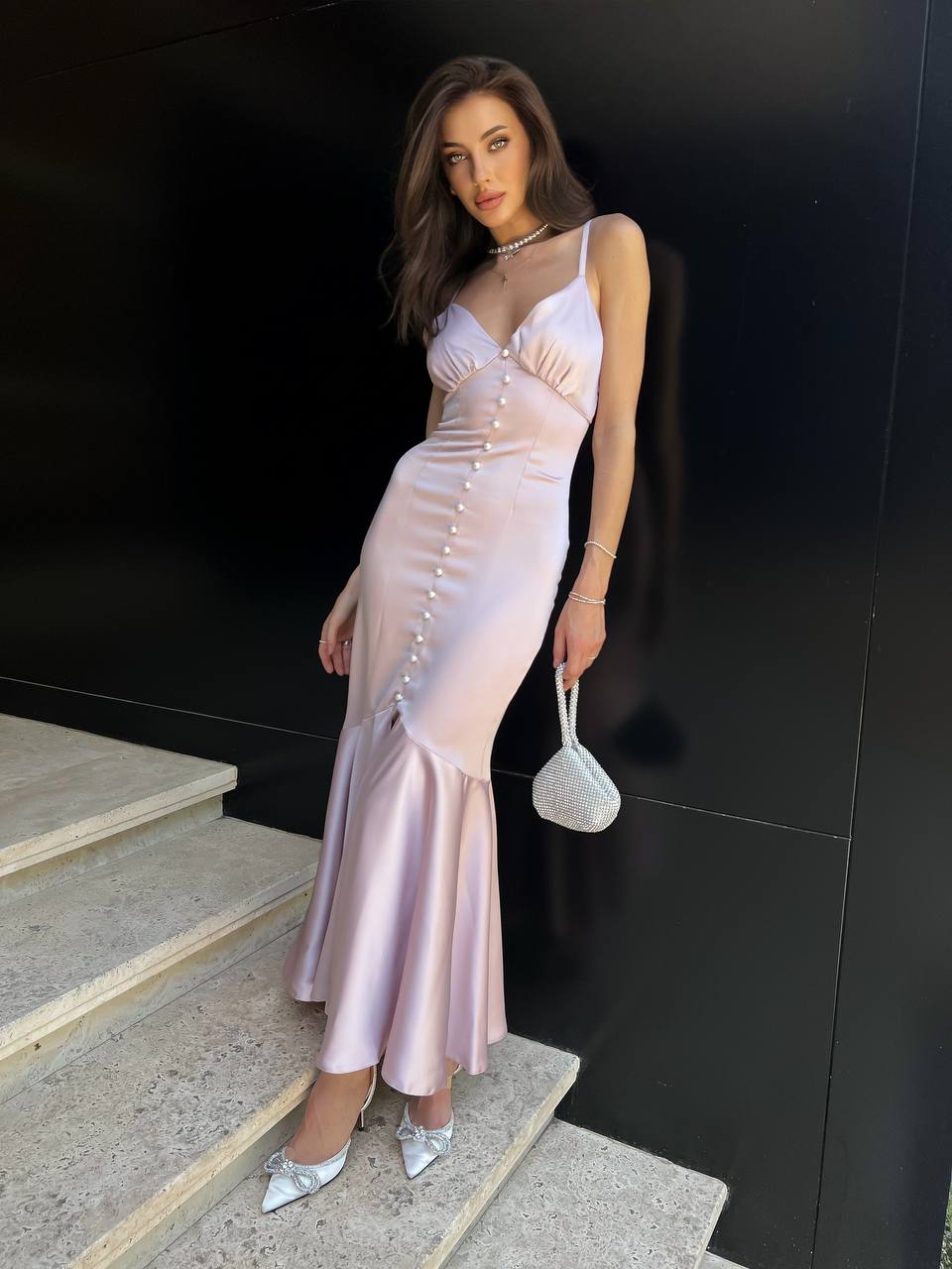 V-neck Satin Slip Dress