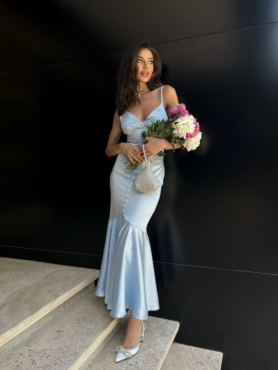V-neck Satin Slip Dress