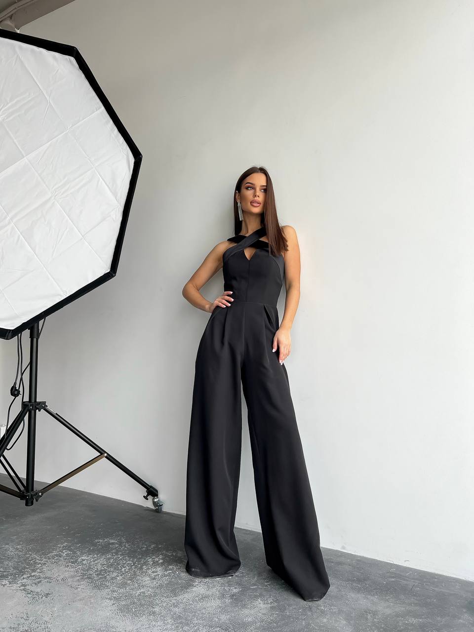 Cross-Neck Sleeveless Jumpsuit
