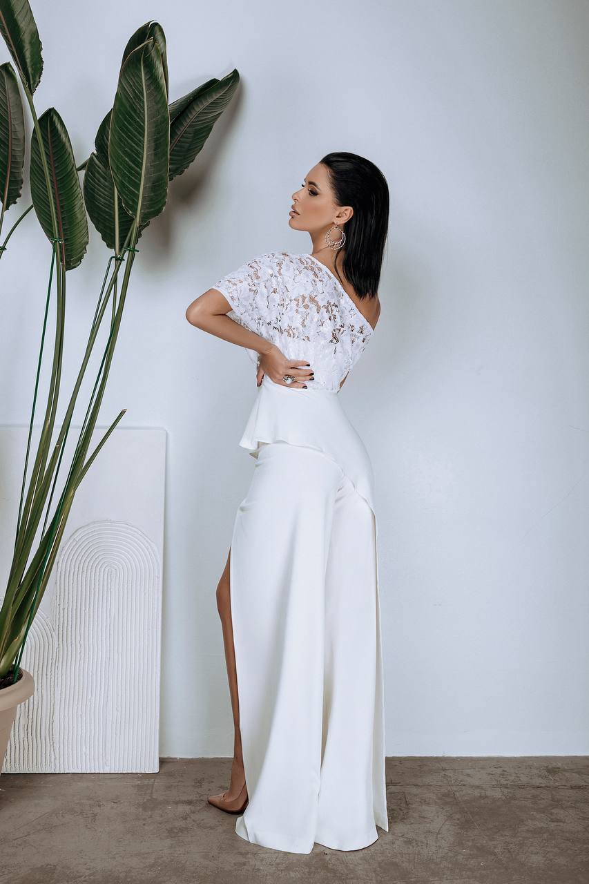 Alexa Evening One-Shoulder Gown Suit