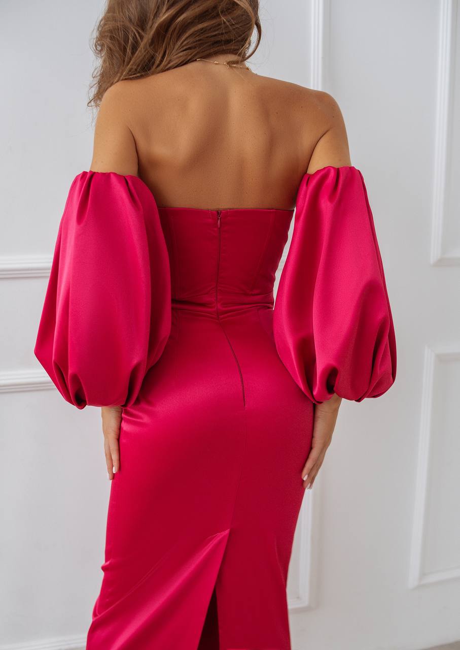 Puffed Sleeve Midi Dress