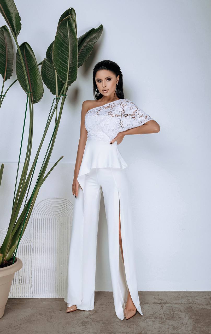 Alexa Evening One-Shoulder Gown Suit