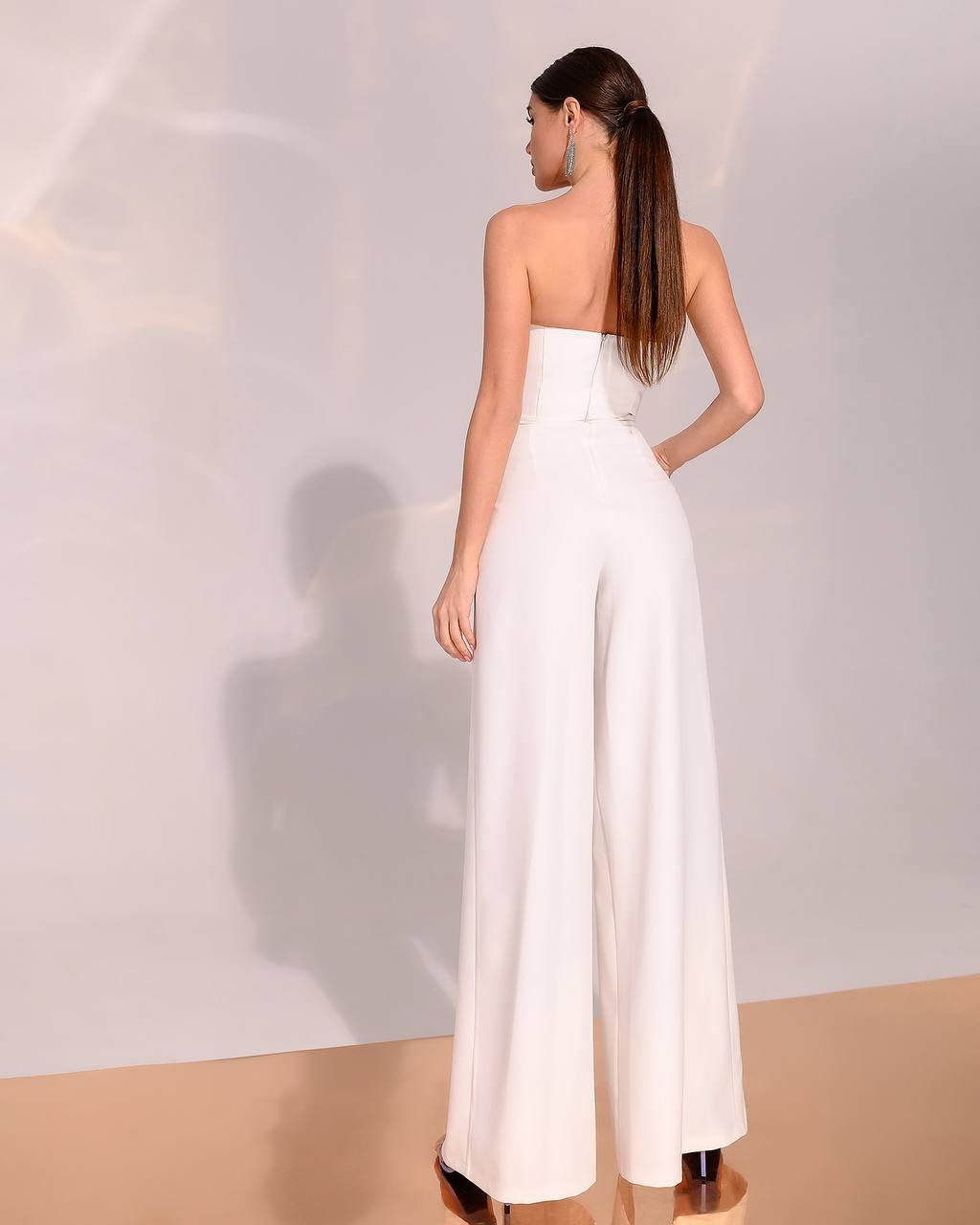 Strapless Corset V-Neck and Leg Slits Jumpsuit