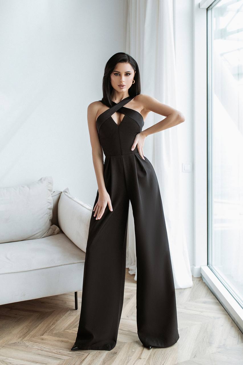 Cross-Neck Sleeveless Jumpsuit