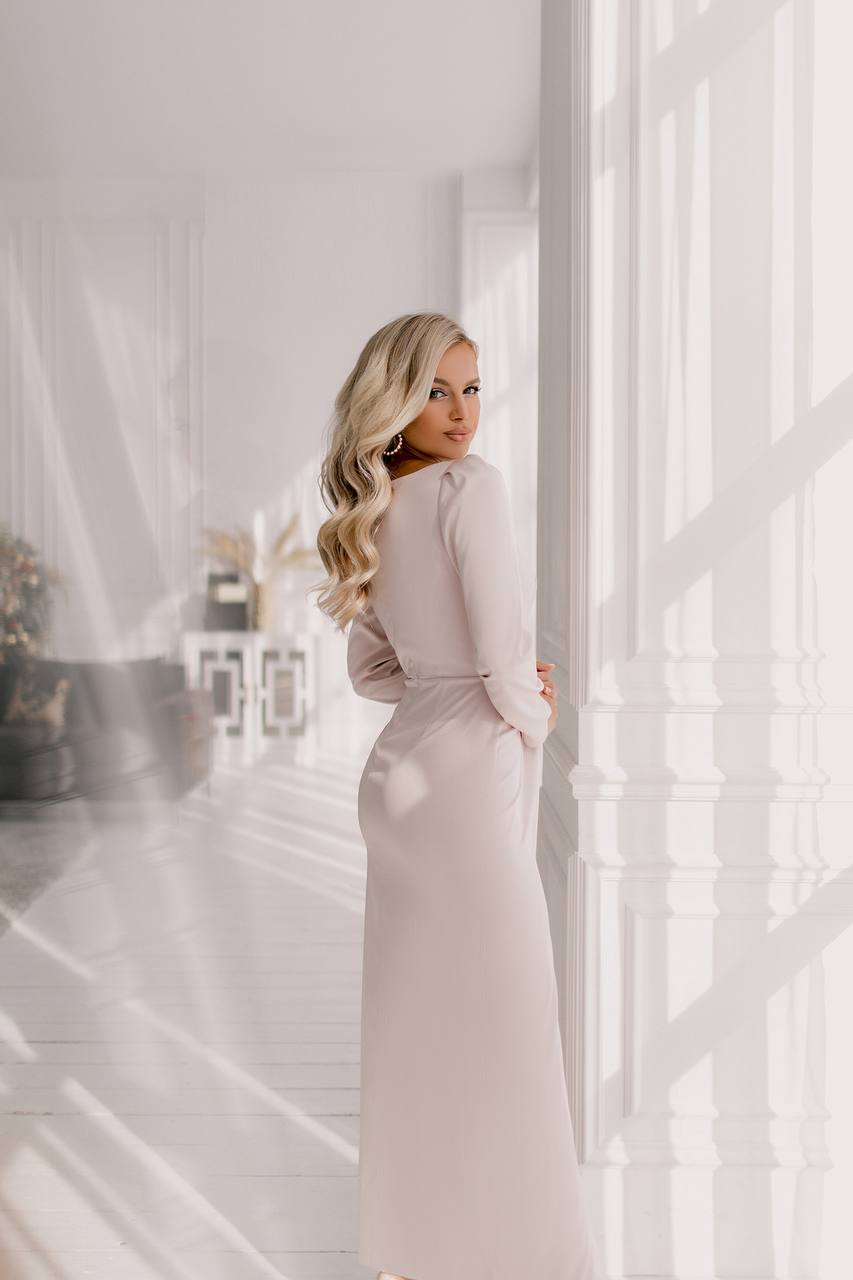 Satin Long Sleeve Maxi Dress