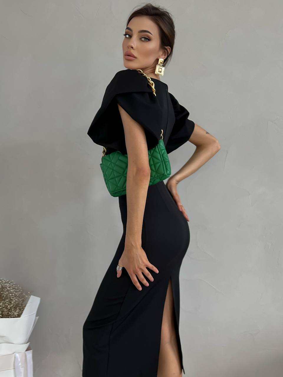 Alexa Puff Sleeve Midi Dress