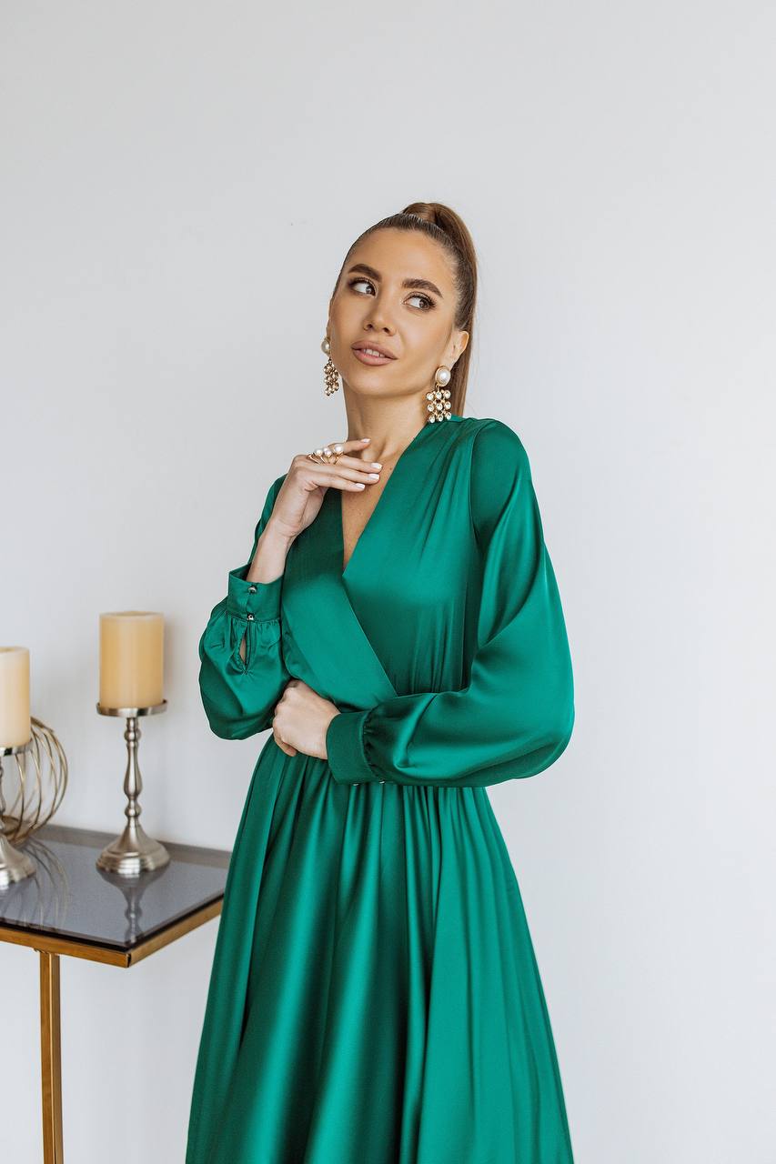 Silk Long Sleeve Maxi Dress