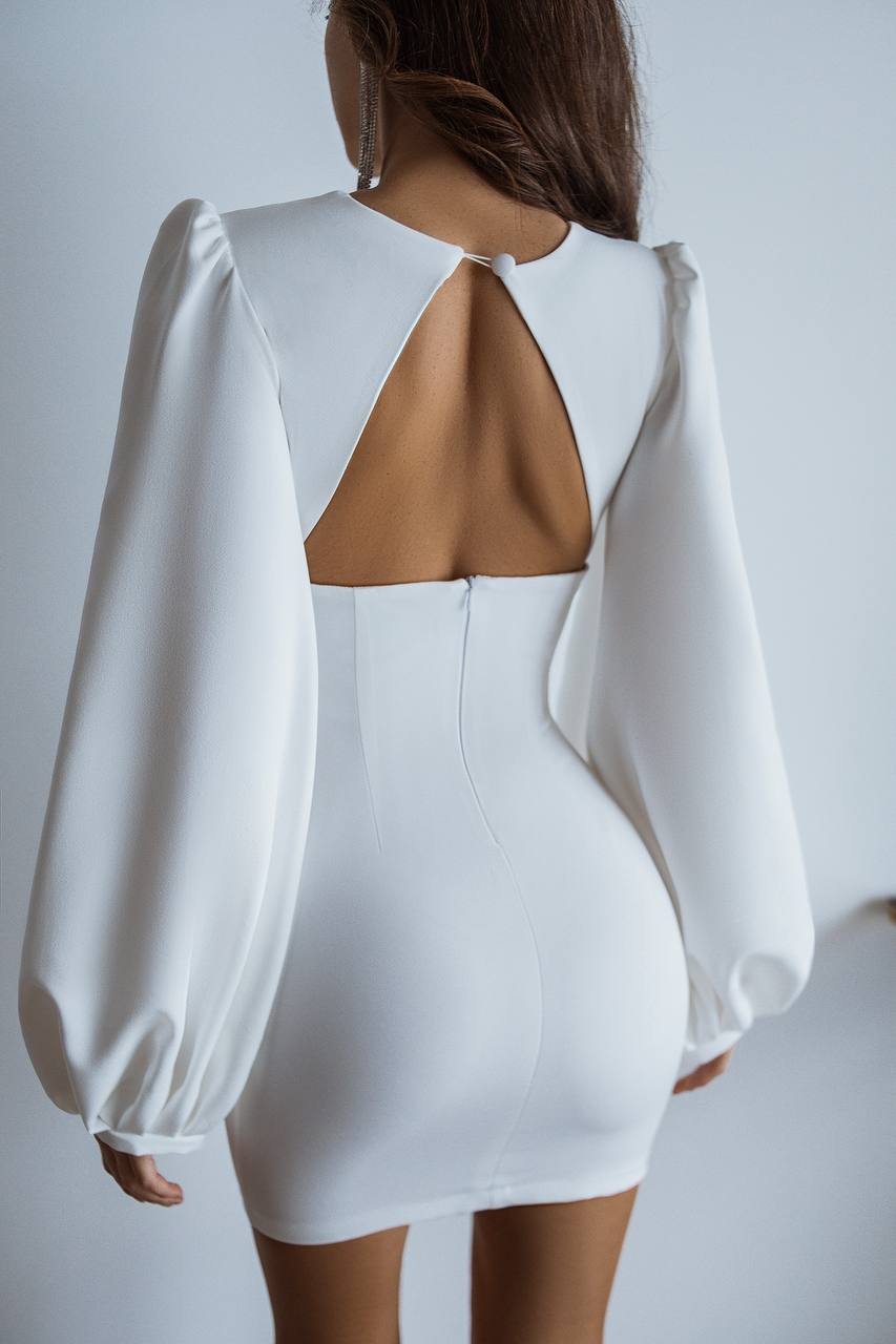 Backless Puff Sleeve Mini Dress
