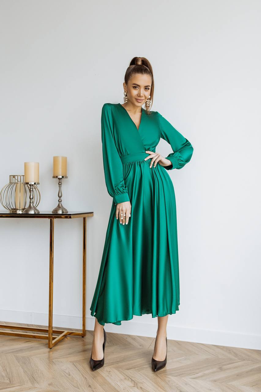 Silk Long Sleeve Maxi Dress