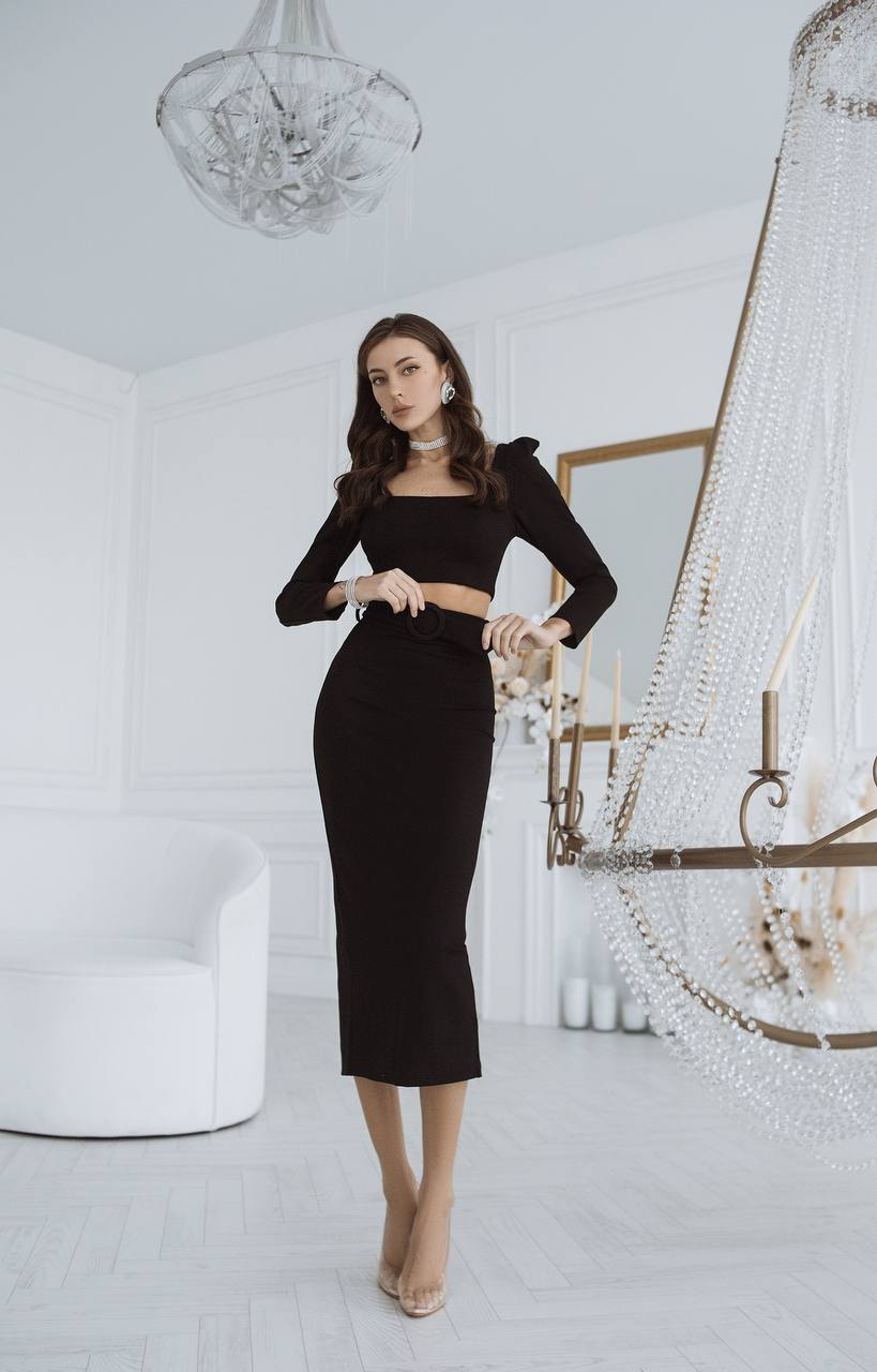 Long Sleeve Top & Maxi Skirt 2-Piece Set