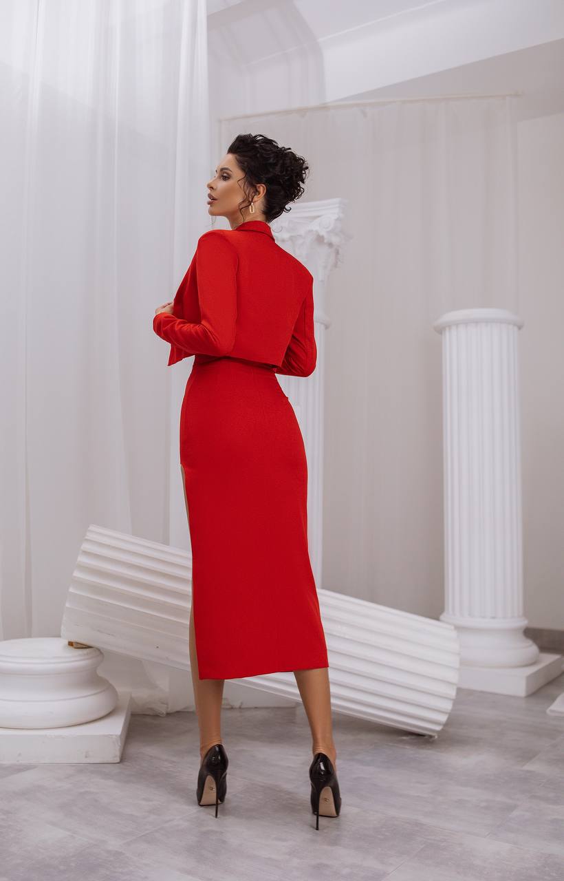 Crop Jacket Skirt Suit 2-Piece