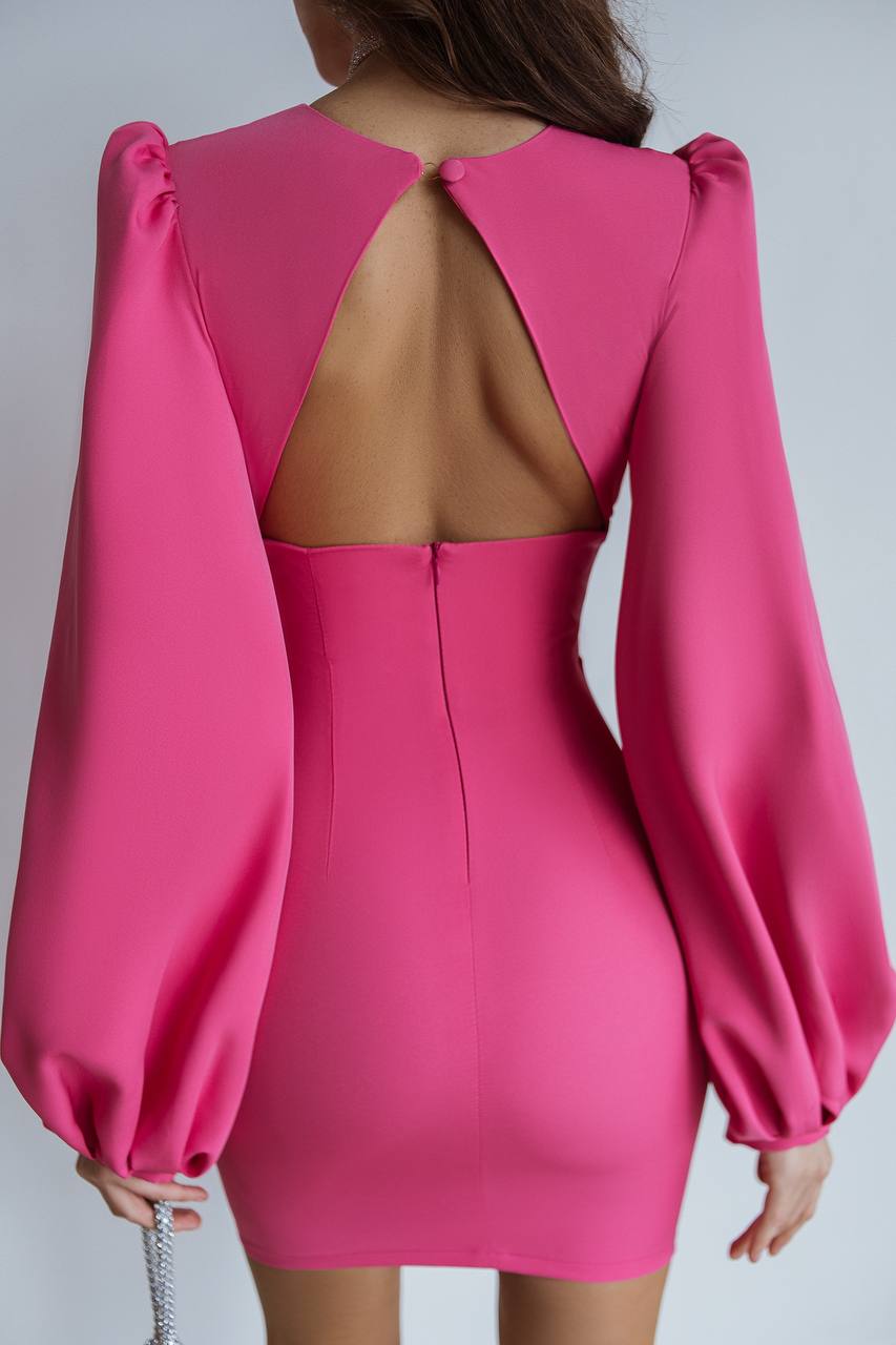 Backless Puff Sleeve Mini Dress