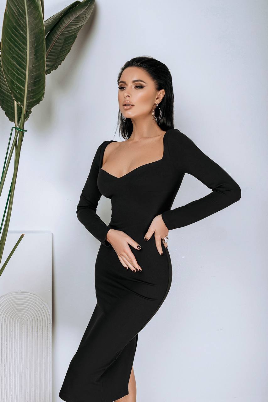 Alexa Queen Anne Neckline Midi Dress