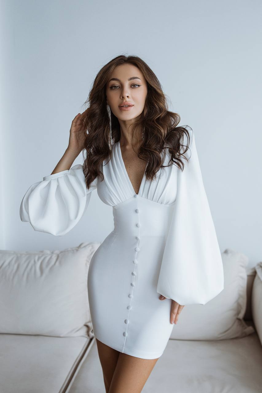 Backless Puff Sleeve Mini Dress