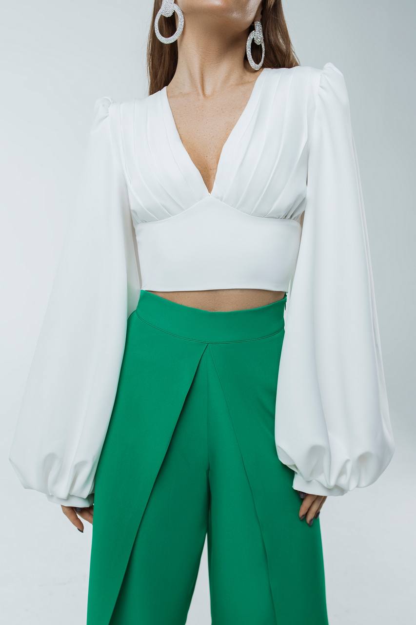 Puff Sleeve V-neck Blouse