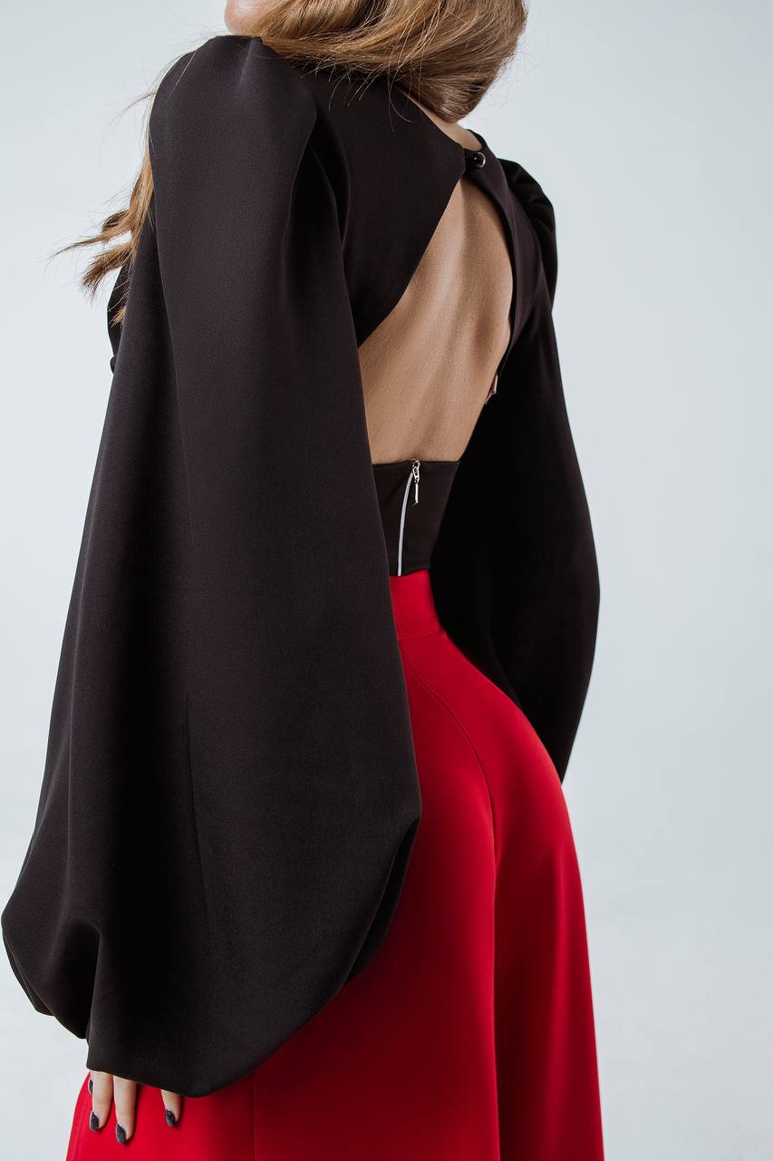 Puff Sleeve V-neck Blouse