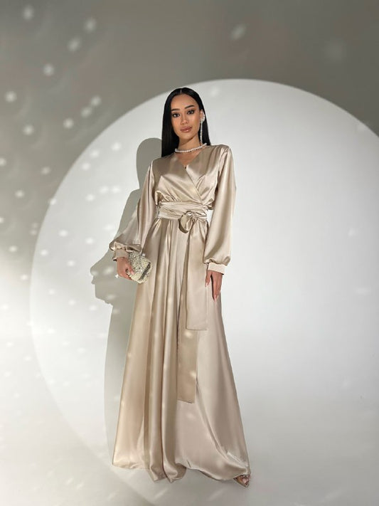 Wrap Long Sleeve Maxi Dress