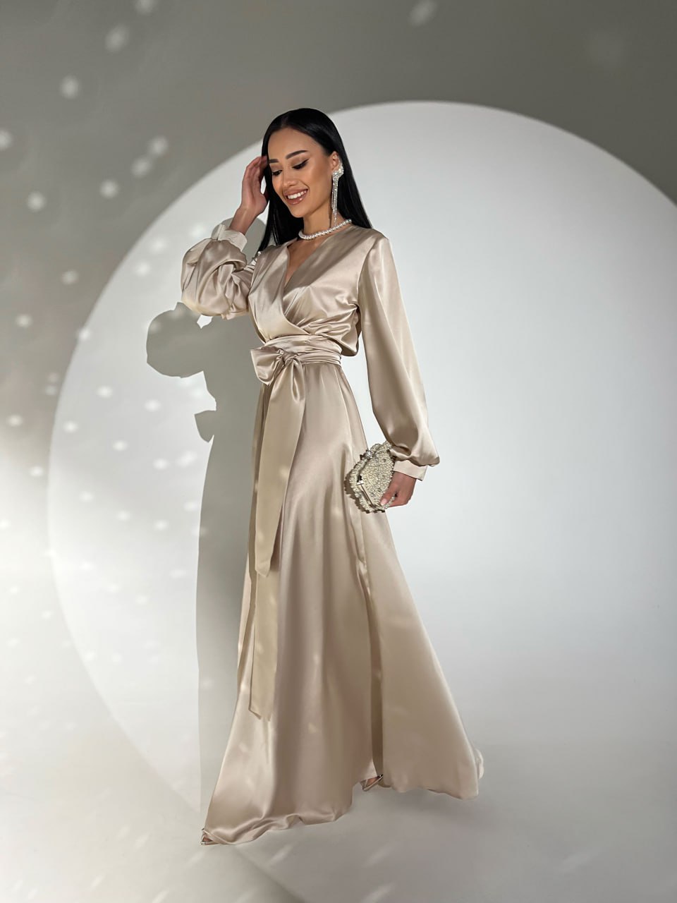 Wrap Long Sleeve Maxi Dress