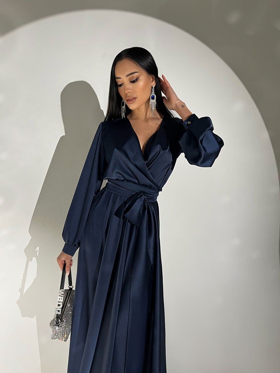 Wrap Long Sleeve Maxi Dress