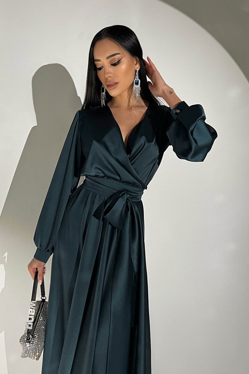 Wrap Long Sleeve Maxi Dress