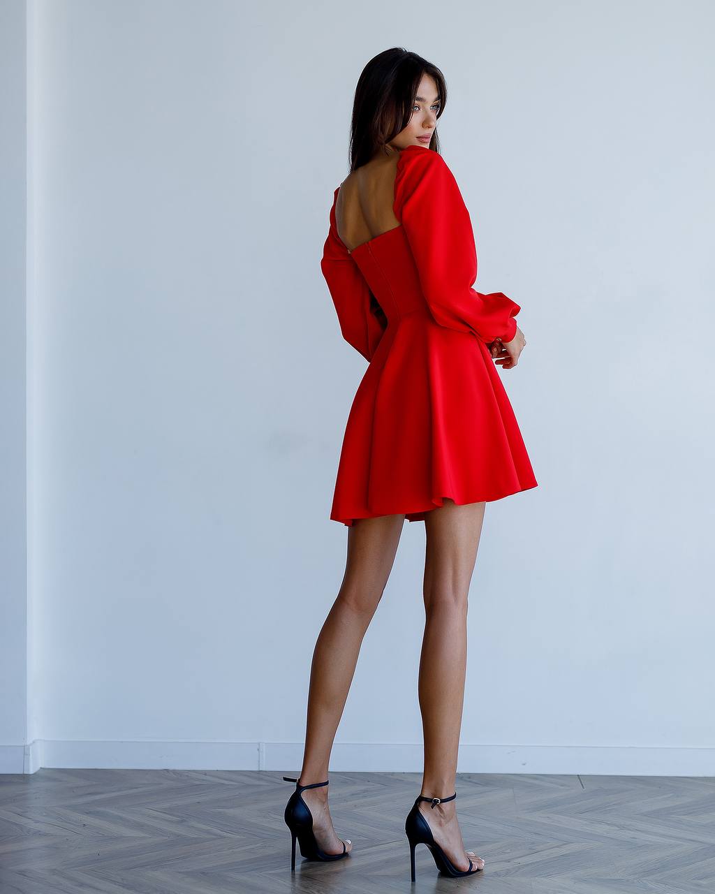 Backless Puff Sleeve Mini Dress