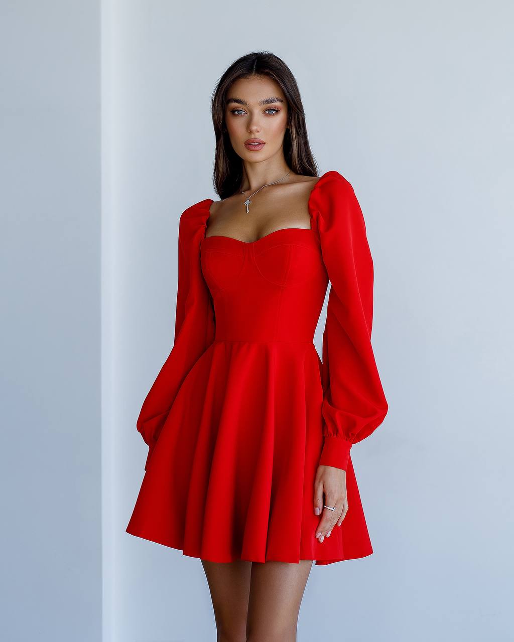 Backless Puff Sleeve Mini Dress