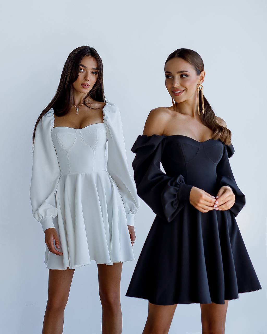 Backless Puff Sleeve Mini Dress