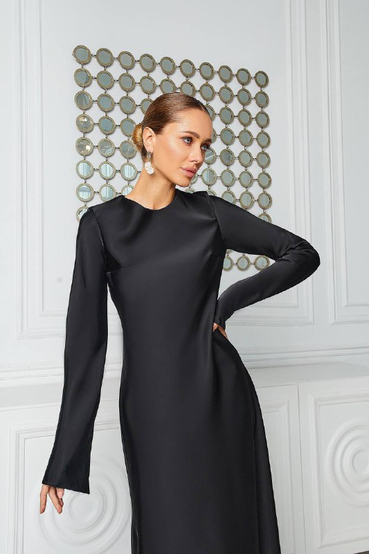 Satin Long Sleeve Maxi Dress