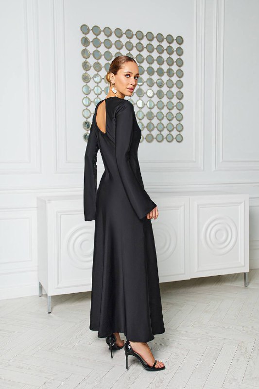 Satin Long Sleeve Maxi Dress