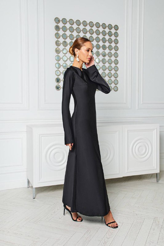 Satin Long Sleeve Maxi Dress