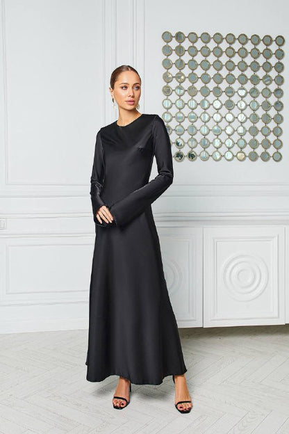 Satin Long Sleeve Maxi Dress