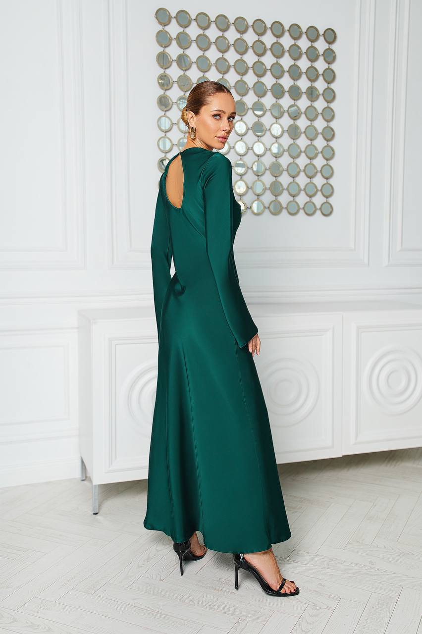 Satin Long Sleeve Maxi Dress