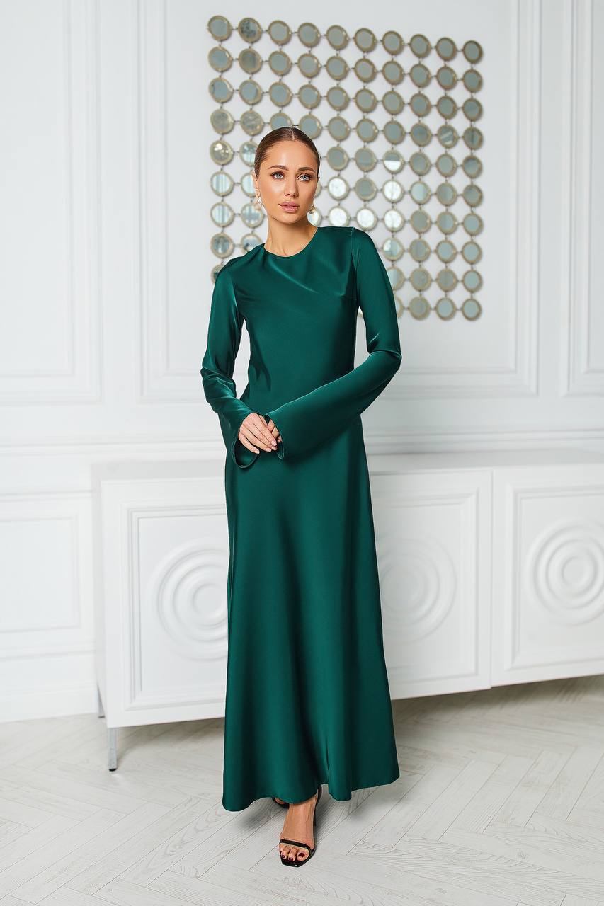 Satin Long Sleeve Maxi Dress