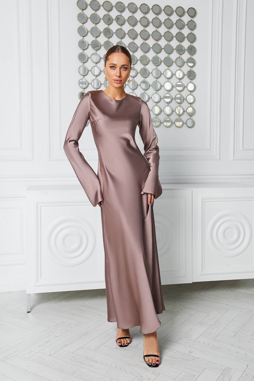 Satin Long Sleeve Maxi Dress